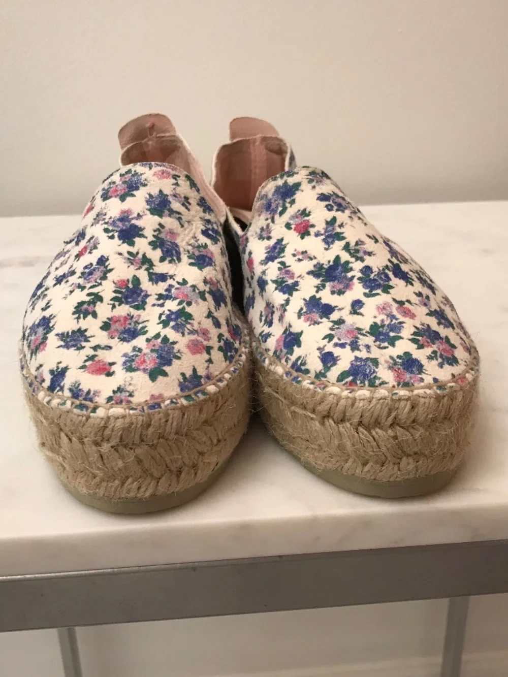 MANEBI X LOVE SHACK FANCY BLUE FLORAL PLATFORM ESPADRILLES
